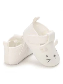 适合 0-1 岁女婴的软底白鞋，秋季/春季 - 白色 - 查看 2