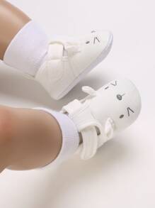 适合 0-1 岁女婴的软底白鞋，秋季/春季 - 白色 - 查看 5
