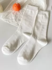 Calcetines de tripulación sólidos, calcetines de otoño - Blanco - Ver 3