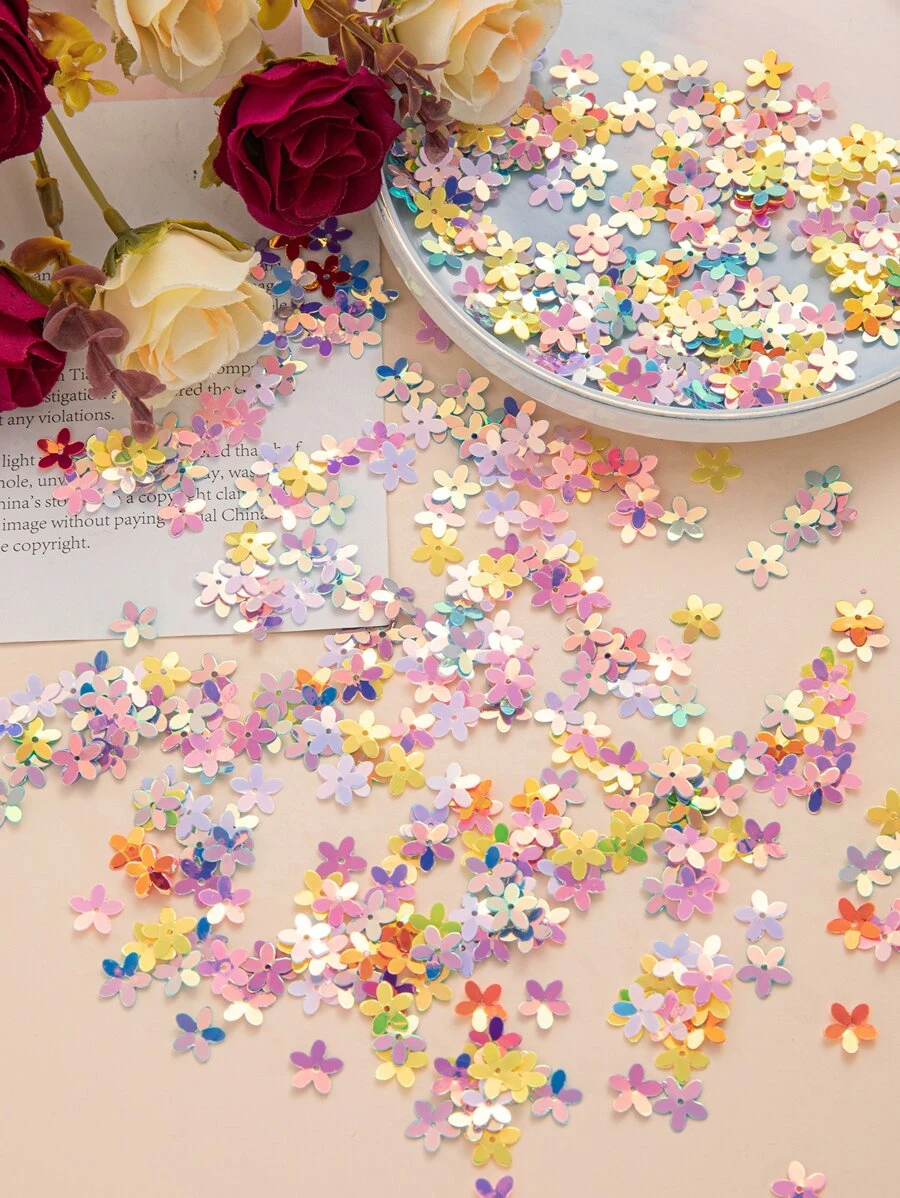 1 包花形抛洒彩纸，PVC 闪亮花形彩纸，适合派对、圣诞节 - 彩色 - 查看 1