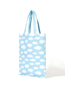 Bolsa de compras con estampado de nube - Azul - Ver 2
