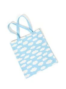 Bolsa de compras con estampado de nube - Azul - Ver 3