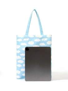Bolsa de compras con estampado de nube - Azul - Ver 4