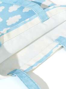 Bolsa de compras con estampado de nube - Azul - Ver 5