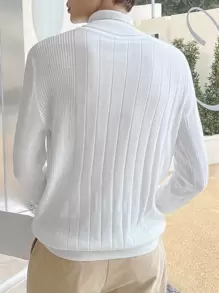 Manfinity Homme Hombres Jersey de cuello tortuga tejido de canalé