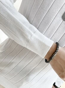 Manfinity Homme Hombres Jersey de cuello tortuga tejido de canalé