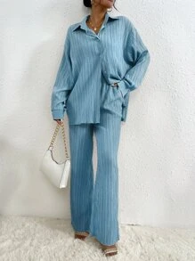 RueChic 落肩袖襯衫和褲子