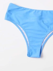 兩色調編織細節比基尼套裝，夏季海灘必備 - 彩色 - 查看 5