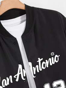 ROMWE MEN ROMWE UNISEX 1pc Letter Graphic Shirt - Black - View 3