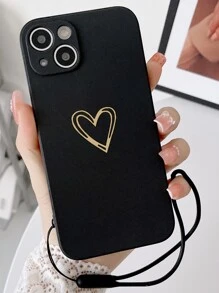 Coque de téléphone portable avec motif cœur avec lanière
