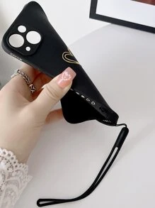 Coque de téléphone portable avec motif cœur avec lanière
