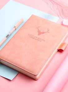 Deer Pattern Cover Notebook - Pink - View 2