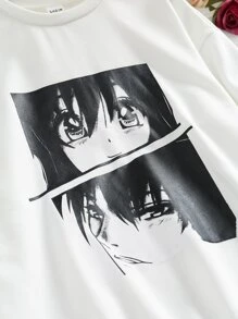 Girls Figure Graphic Drop Shoulder Sweatshirt - White - View 6