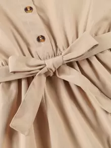 SHEIN Girls Colourblock Flounce Sleeve Ruffle Hem Belted 2 In 1 Dress - Multicolor - View 3