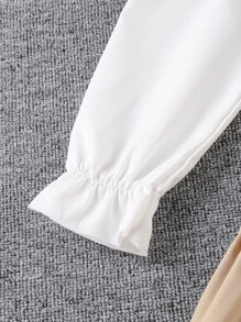 SHEIN Girls Colourblock Flounce Sleeve Ruffle Hem Belted 2 In 1 Dress - Multicolor - View 6