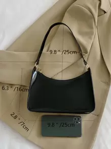 輕便商務休閒時尚簡約法棍包適合青少年女孩女大學生、菜鳥和白領完美適合辦公室、工作、商務、通勤 - 黑色 - 查看 3