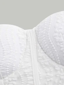 SHEIN MOD Bustier Peplum Lace Cami Dress - White - View 4