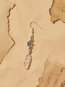 ROMWE Fairycore Geometric & Moon Decor Drop Earrings - Silver - View 3