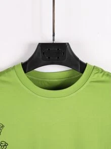 Manfinity EMRG Men Slogan & Cartoon Face Print Tee - Lime Green - View 3