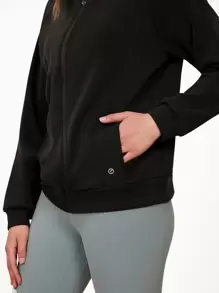 GLOWMODE Modal Silk Touch Zip-Up Hoodie Windbreaker - Black - View 3