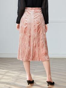 Solid Midi A-line Skirt - Dusty Pink - View 2