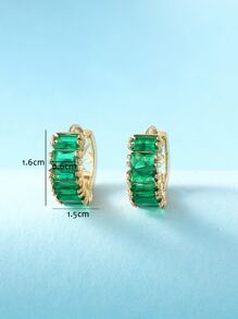 Cubic Zirconia Decor Hoop Earrings - Multicolor - View 3