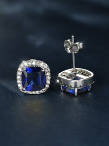 Bông tai trang trí bằng đá rhinestone - Xanh đậm - Xem 2