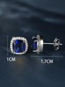 Bông tai trang trí bằng đá rhinestone - Xanh đậm - Xem 4