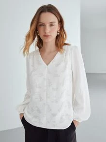 MOTF PREMIUM VISCOSE APPLIQUES BLOUSE - White - View 5