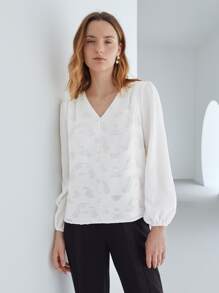 MOTF PREMIUM VISCOSE APPLIQUES BLOUSE - White - View 7