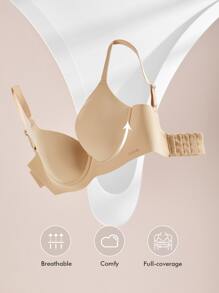 LUVLETTE Sujetador de camiseta de cobertura total con soporte y suavizado de curva de ensueño tallas grandes - Albaricoque - Ver 3