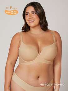 LUVLETTE Sujetador de camiseta de cobertura total con soporte y suavizado de curva de ensueño tallas grandes - Albaricoque - Ver 2