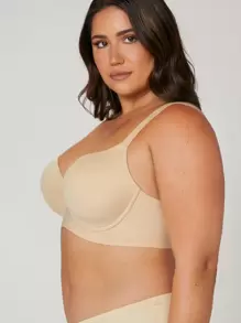 LUVLETTE Sujetador de camiseta de cobertura total con soporte y suavizado de curva de ensueño tallas grandes - Albaricoque - Ver 8