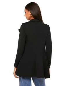 SHEIN Privé Solid Double Breasted Blazer - Black - View 2