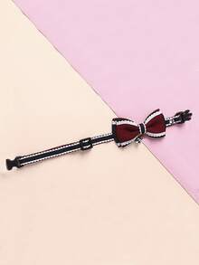 1pc Bow Decor Pet Collar - Burgundy - View 3