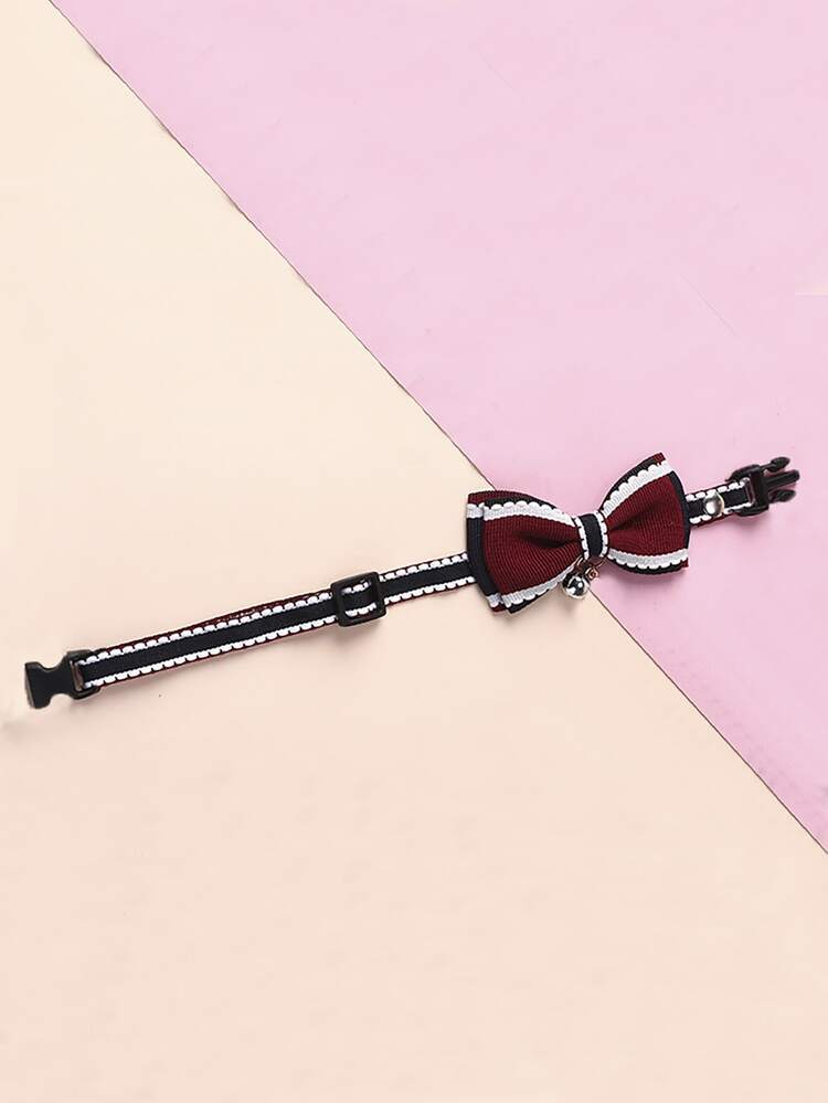 1 pieza Collar para mascota con diseño de lazo - Burdeos - Añade 3