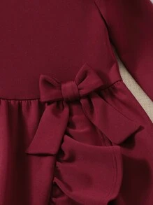 SHEIN Niñas Vestido cruzado ribete con fruncido - Granate - Ver 4