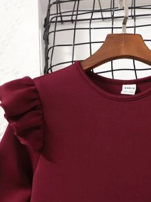 SHEIN Niñas Vestido cruzado ribete con fruncido - Granate - Ver 5