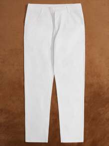 Manfinity Men Solid Slant Pocket Pants - White - View 2