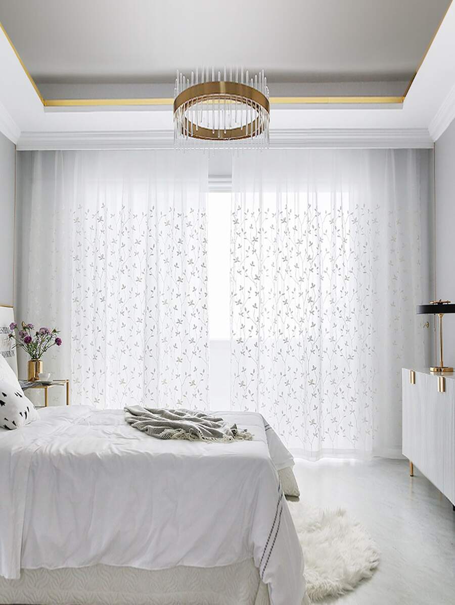 Rèm Cửa Ren màu trơn - trắng - Xem 1