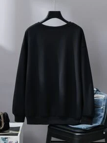 Mulvari Plus Ombre & Letter Graphic Drop Shoulder Sweatshirt - Multicolor - View 2