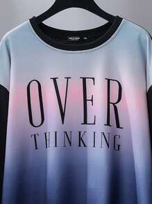 Mulvari Plus Ombre & Letter Graphic Drop Shoulder Sweatshirt - Multicolor - View 3