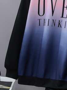 Mulvari Plus Ombre & Letter Graphic Drop Shoulder Sweatshirt - Multicolor - View 5