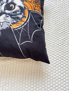 1pc Halloween Cat Pattern Cushion Cover Without Filler - Multicolor - View 2