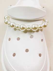 1入組人造珍珠裝飾鞋飾 - 白色 - 查看 3