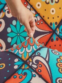 1pc Geometric Pattern Sofa Slipcover - Multicolor - View 5