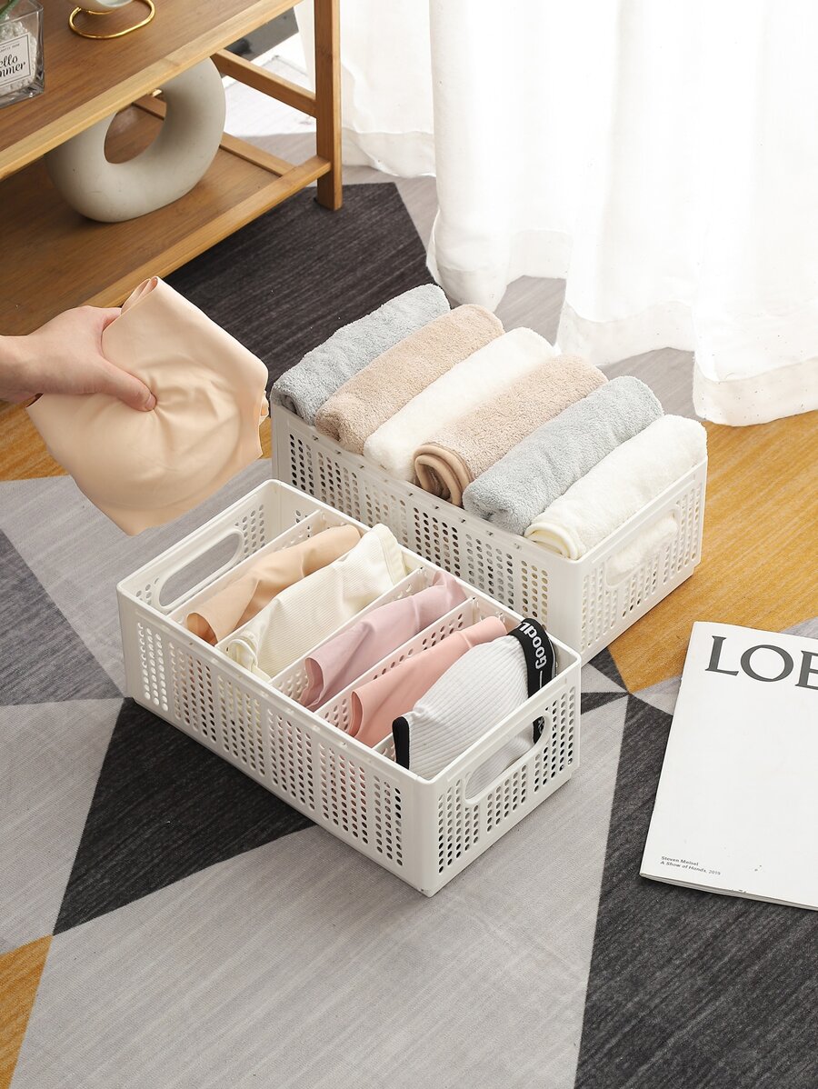 1pc Foldable Underwear Storage Box - White - View 1