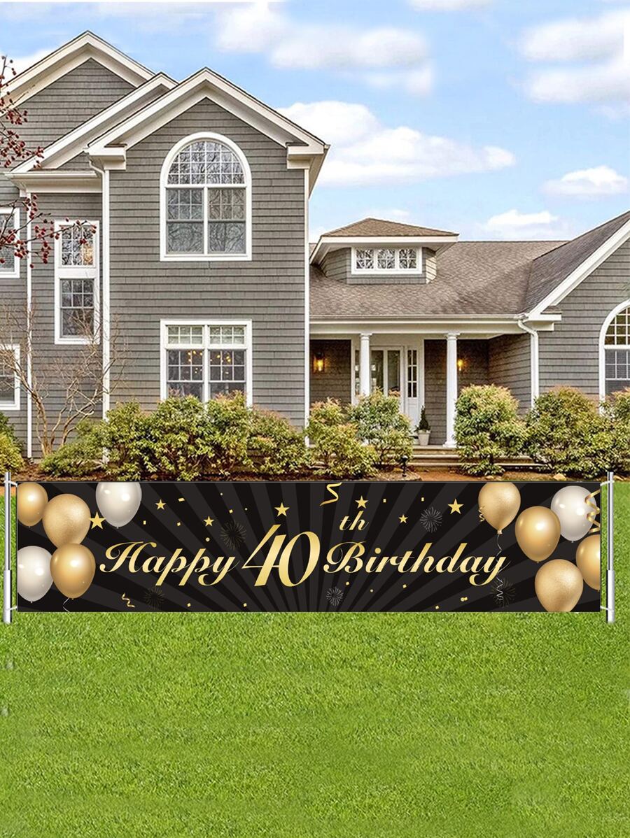 1pc 40th Birthday Party Decorative Background Cloth - Multicolor - View 1