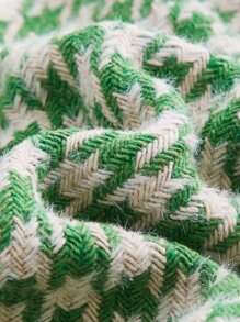 SHEIN MOD Houndstooth Print Peter-pan Collar Overcoat - Green - View 4