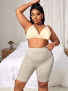 Shorts de fajas unicolor simple - Beis - Ver 5